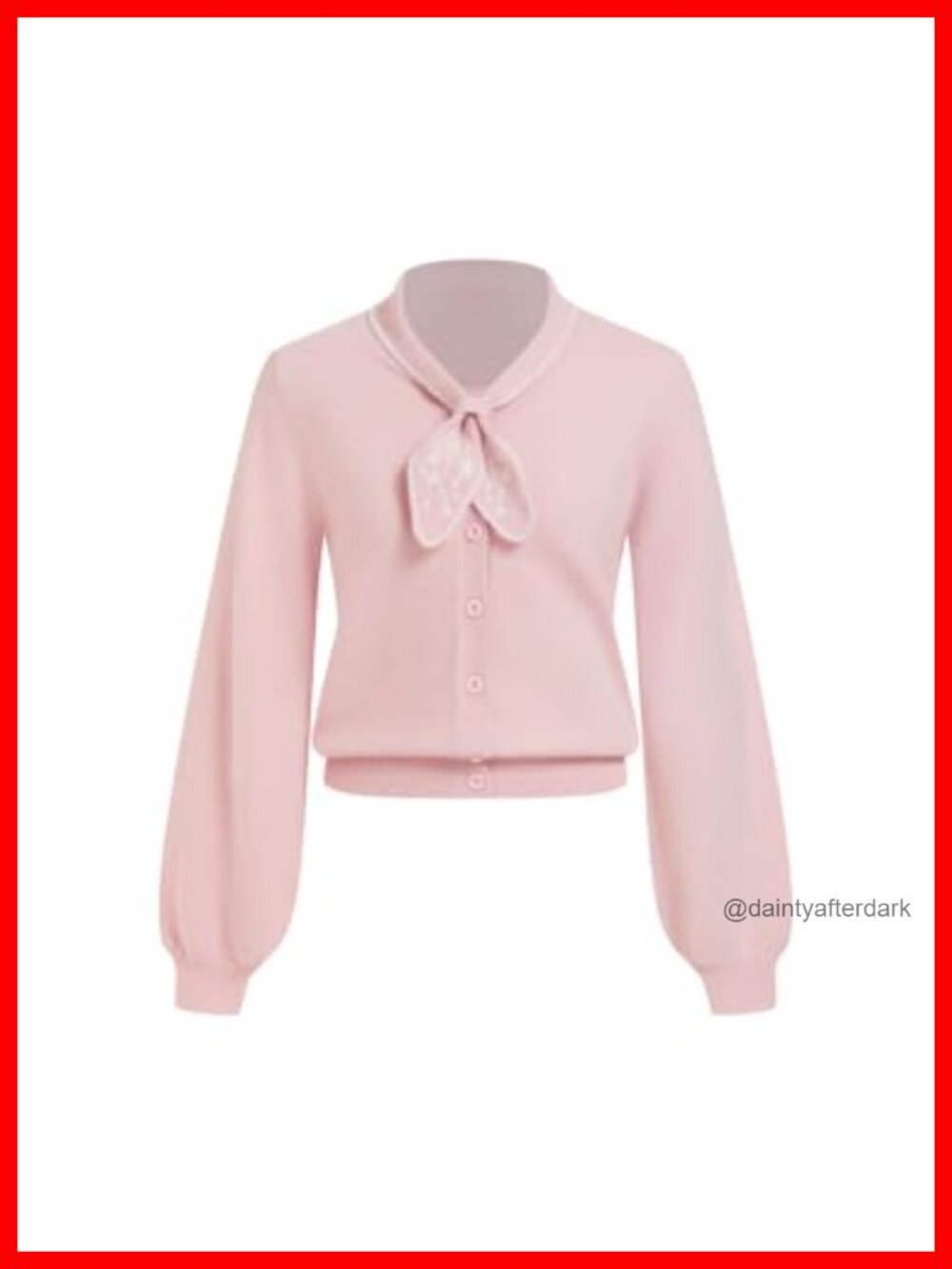 Cropped Knit Cardigan Sweater with Embroidered Bow Tie Neck